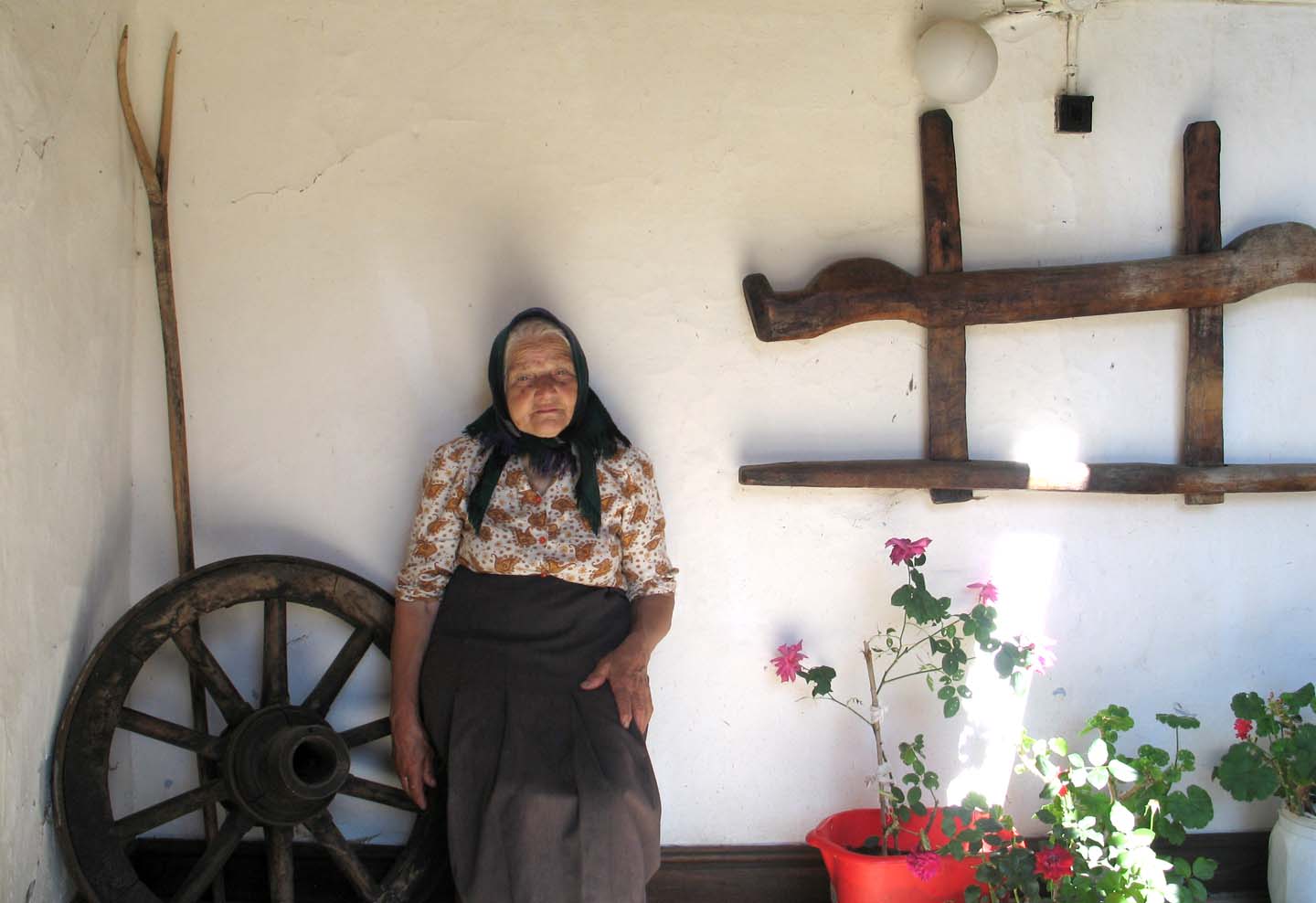 Grandma of a small family homestead high in the Transylvania Mts.